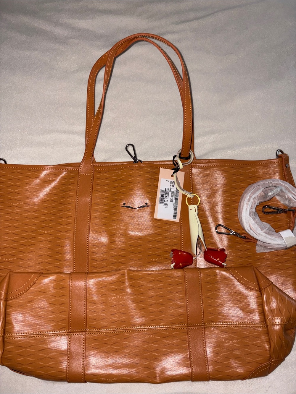 NWT VOILE BLANCHE ROOM 1 LARGE TOTE BAG Monogram in Douglas Orange - Picture 5 of 12
